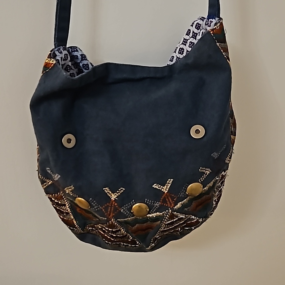 VTG EARTHBOUND Embroidered Brass Sequin Cloth Festival Crossbody Hippie Bag - Picture 9 of 13